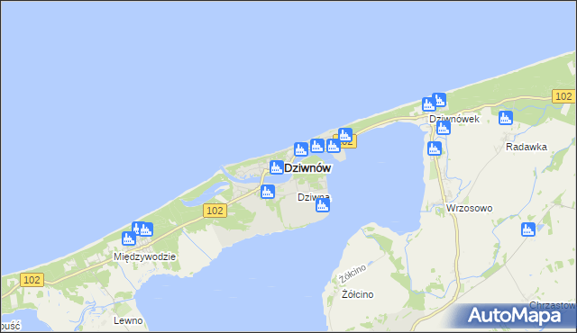 mapa Dziwnów, Dziwnów na mapie Targeo