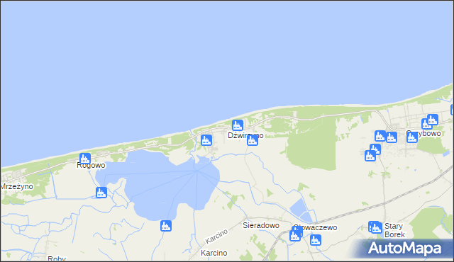 mapa Dźwirzyno, Dźwirzyno na mapie Targeo