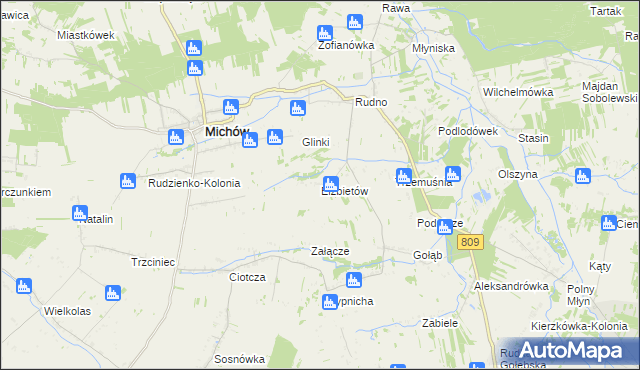 mapa Elżbietów gmina Michów, Elżbietów gmina Michów na mapie Targeo