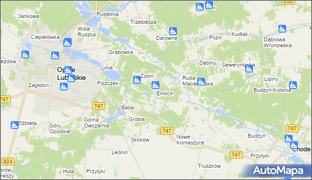 mapa Emilcin, Emilcin na mapie Targeo