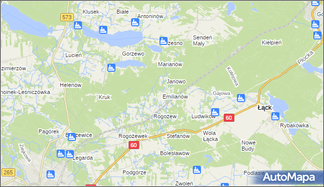 mapa Emilianów gmina Gostynin, Emilianów gmina Gostynin na mapie Targeo