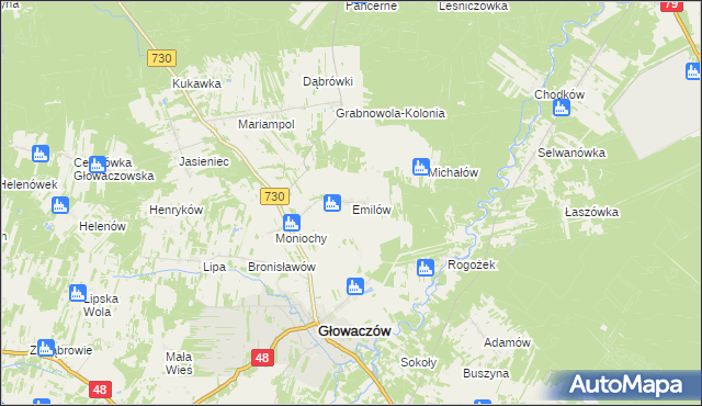 mapa Emilów, Emilów na mapie Targeo