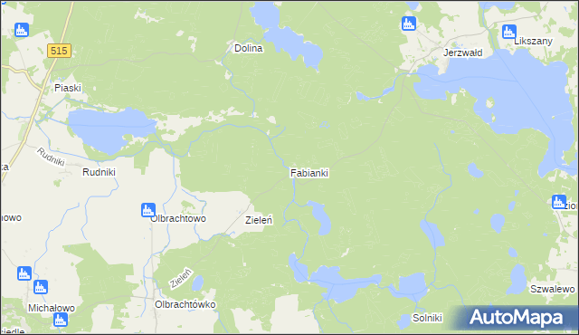 mapa Fabianki gmina Susz, Fabianki gmina Susz na mapie Targeo