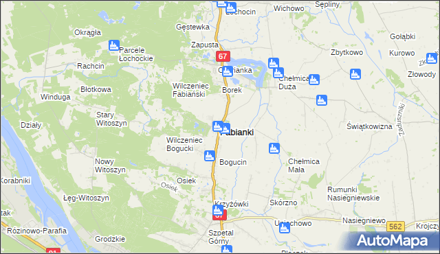 mapa Fabianki powiat włocławski, Fabianki powiat włocławski na mapie Targeo