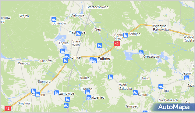mapa Fałków, Fałków na mapie Targeo