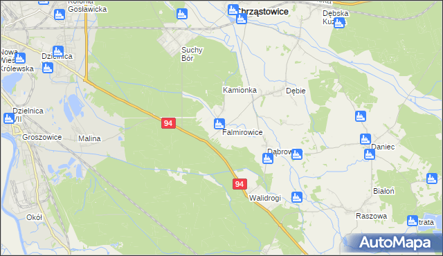 mapa Falmirowice, Falmirowice na mapie Targeo