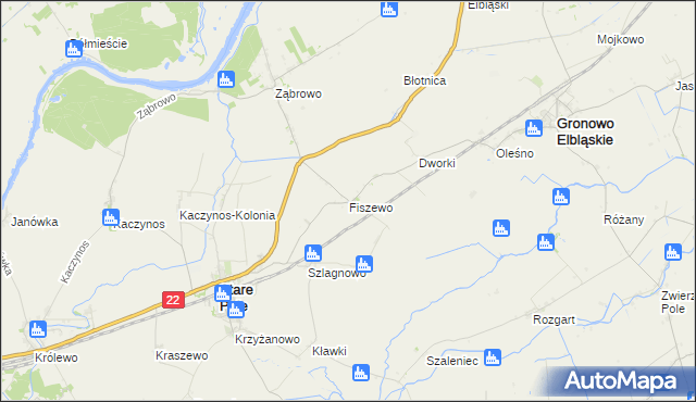 mapa Fiszewo gmina Gronowo Elbląskie, Fiszewo gmina Gronowo Elbląskie na mapie Targeo