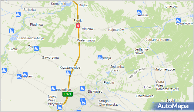 mapa Florencja gmina Iłża, Florencja gmina Iłża na mapie Targeo