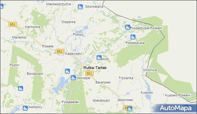 mapa Folusz gmina Rutka-Tartak, Folusz gmina Rutka-Tartak na mapie Targeo