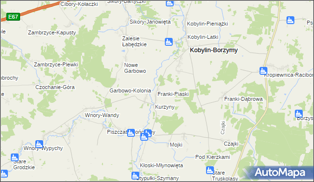 mapa Franki-Piaski, Franki-Piaski na mapie Targeo