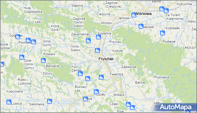 mapa Frysztak, Frysztak na mapie Targeo