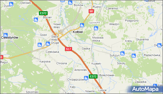 mapa Gadka gmina Kołbiel, Gadka gmina Kołbiel na mapie Targeo