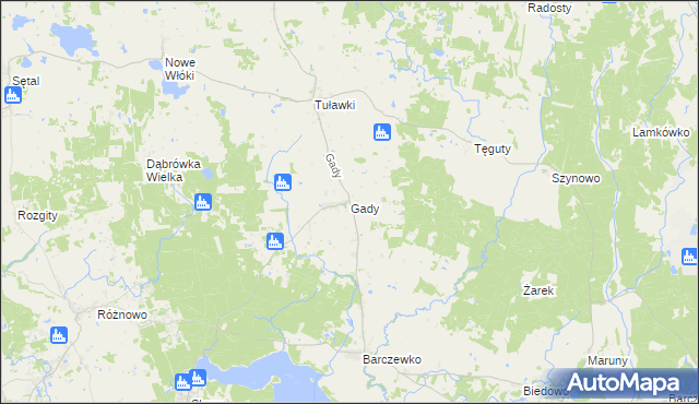 mapa Gady, Gady na mapie Targeo