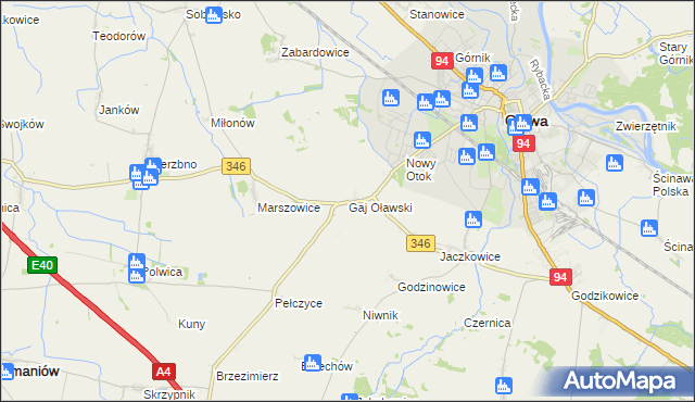 mapa Gaj Oławski, Gaj Oławski na mapie Targeo