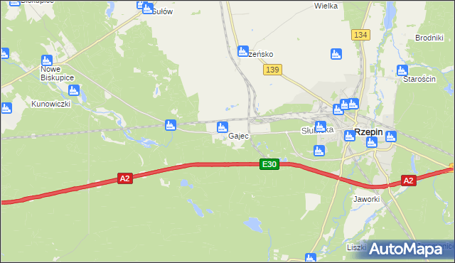 mapa Gajec, Gajec na mapie Targeo