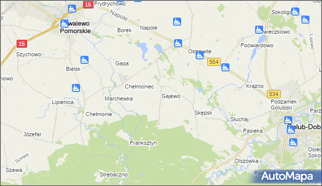 mapa Gajewo gmina Golub-Dobrzyń, Gajewo gmina Golub-Dobrzyń na mapie Targeo