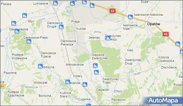 mapa Gajówka Zwierzyniec, Gajówka Zwierzyniec na mapie Targeo