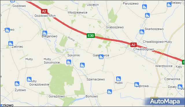 mapa Gałęzewice, Gałęzewice na mapie Targeo