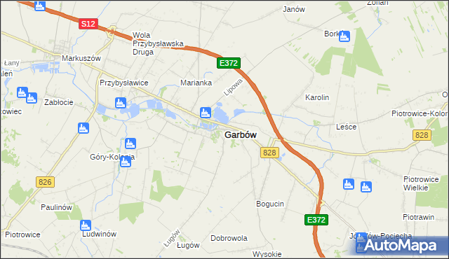 mapa Garbów powiat lubelski, Garbów powiat lubelski na mapie Targeo