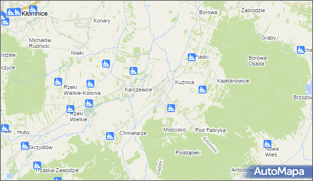 mapa Garnek gmina Kłomnice, Garnek gmina Kłomnice na mapie Targeo