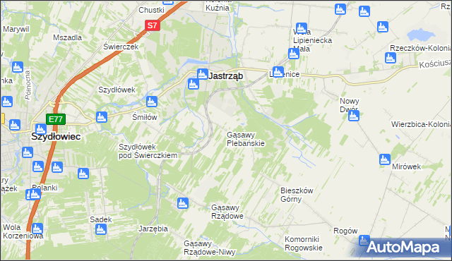mapa Gąsawy Plebańskie, Gąsawy Plebańskie na mapie Targeo
