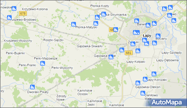 mapa Gąsówka-Osse, Gąsówka-Osse na mapie Targeo