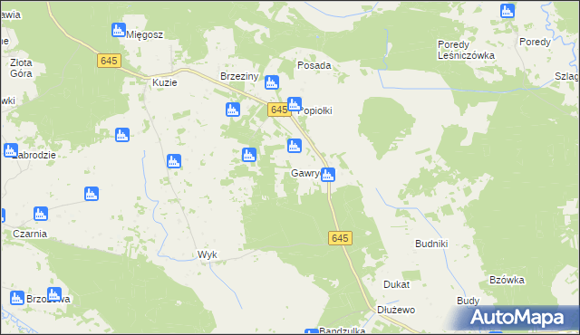 mapa Gawrychy, Gawrychy na mapie Targeo