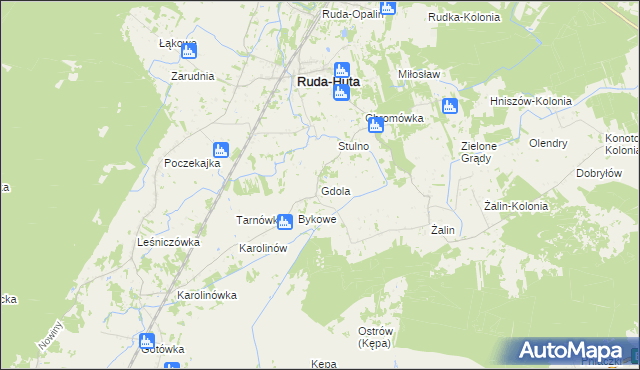 mapa Gdola, Gdola na mapie Targeo