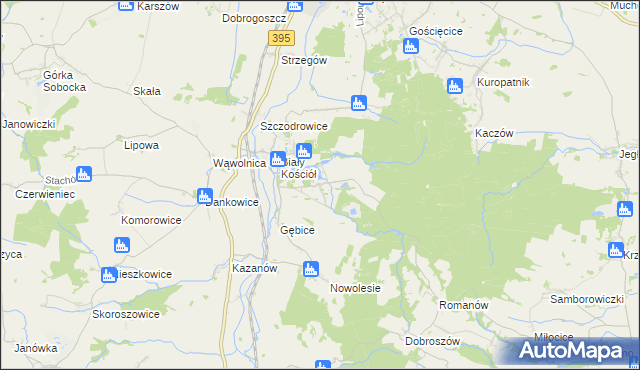 mapa Gębczyce, Gębczyce na mapie Targeo