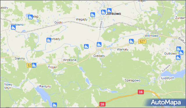 mapa Giedajty, Giedajty na mapie Targeo