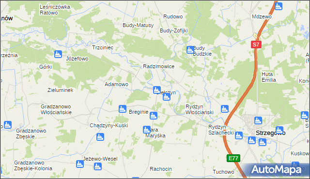 mapa Giełczyn gmina Strzegowo, Giełczyn gmina Strzegowo na mapie Targeo