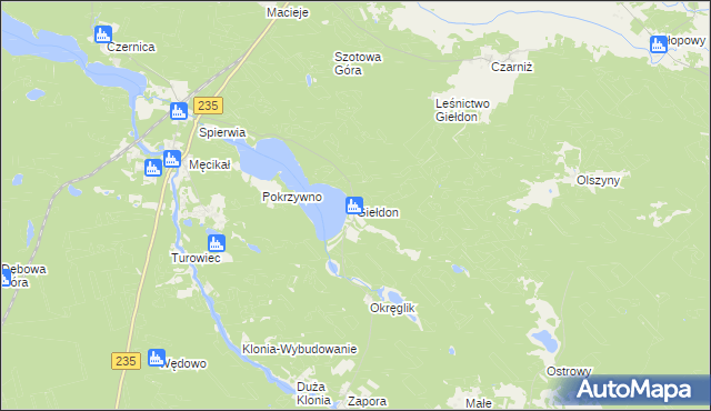 mapa Giełdon, Giełdon na mapie Targeo