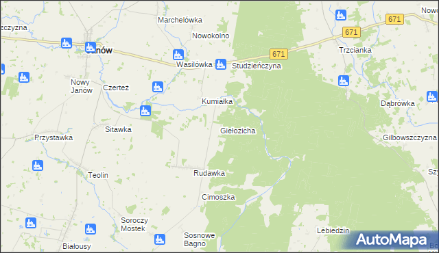 mapa Giełozicha, Giełozicha na mapie Targeo