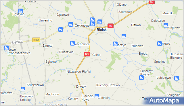 mapa Gilino, Gilino na mapie Targeo
