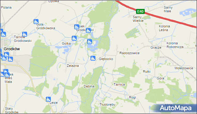 mapa Głębocko gmina Grodków, Głębocko gmina Grodków na mapie Targeo