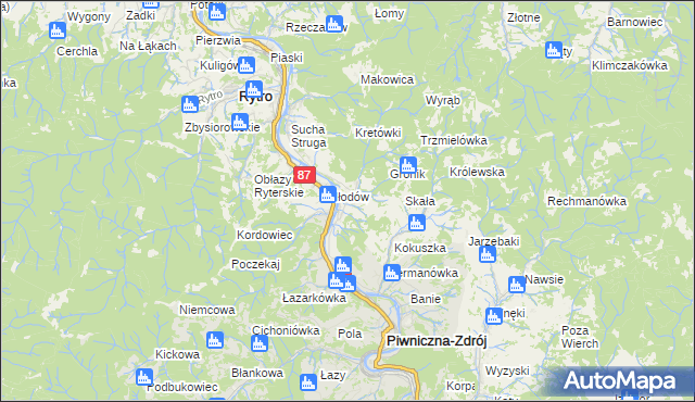 mapa Głębokie gmina Piwniczna-Zdrój, Głębokie gmina Piwniczna-Zdrój na mapie Targeo