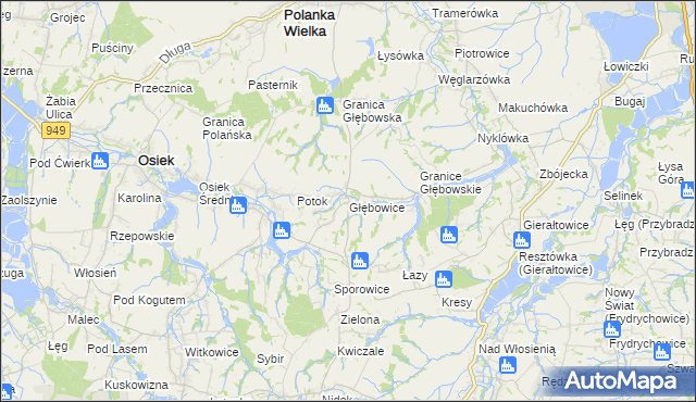mapa Głębowice gmina Osiek, Głębowice gmina Osiek na mapie Targeo