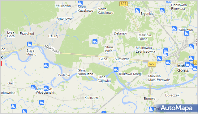 mapa Glina gmina Małkinia Górna, Glina gmina Małkinia Górna na mapie Targeo