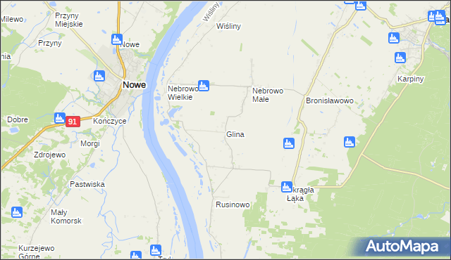 mapa Glina gmina Sadlinki, Glina gmina Sadlinki na mapie Targeo
