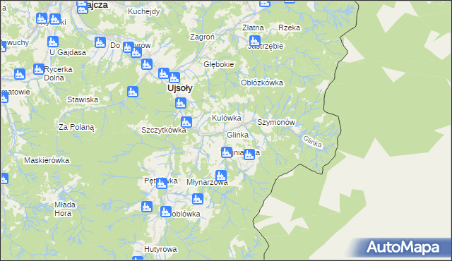 mapa Glinka gmina Ujsoły, Glinka gmina Ujsoły na mapie Targeo