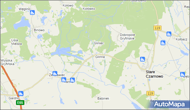mapa Glinna, Glinna na mapie Targeo