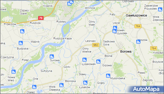 mapa Gliny Wielkie, Gliny Wielkie na mapie Targeo