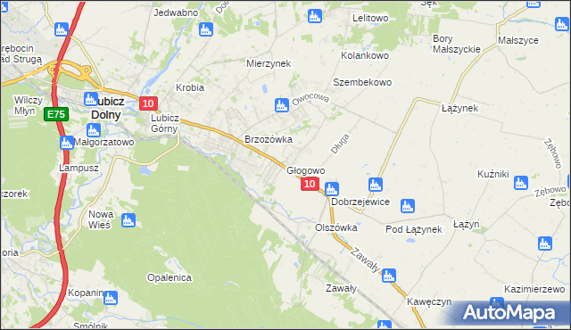 mapa Głogowo, Głogowo na mapie Targeo