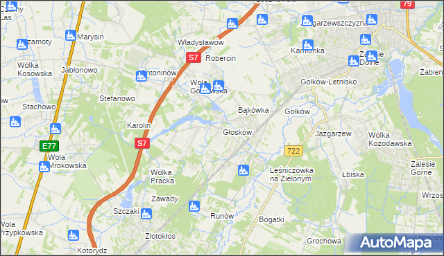 mapa Głosków gmina Piaseczno, Głosków gmina Piaseczno na mapie Targeo