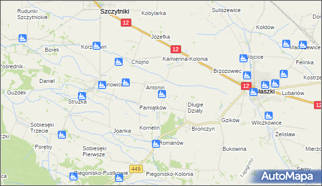 mapa Główczyn gmina Szczytniki, Główczyn gmina Szczytniki na mapie Targeo