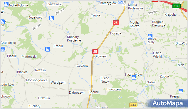 mapa Główiew, Główiew na mapie Targeo