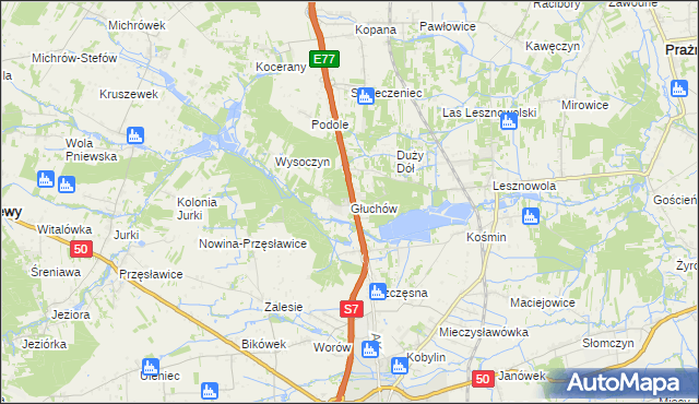 mapa Głuchów gmina Grójec, Głuchów gmina Grójec na mapie Targeo