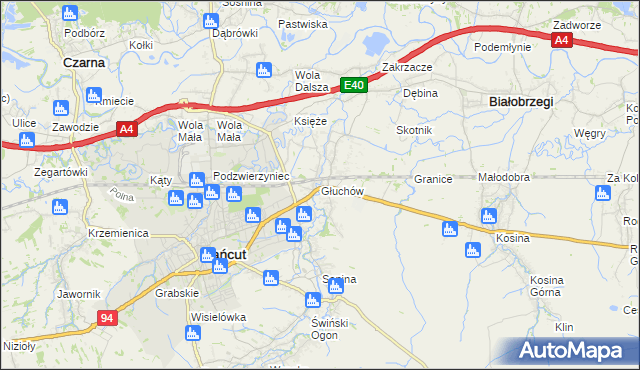 mapa Głuchów gmina Łańcut, Głuchów gmina Łańcut na mapie Targeo