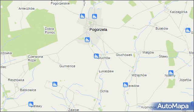 mapa Głuchów gmina Pogorzela, Głuchów gmina Pogorzela na mapie Targeo