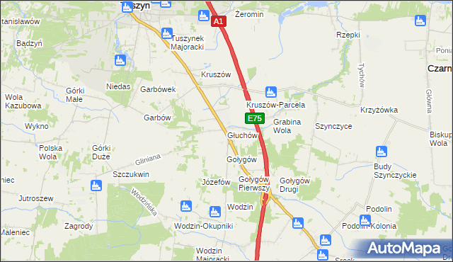 mapa Głuchów gmina Tuszyn, Głuchów gmina Tuszyn na mapie Targeo
